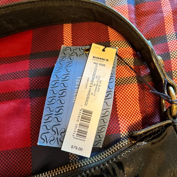 NWT! Simply Vera Wang Black, Patent Shoulder Bag - Picture 2 of 6